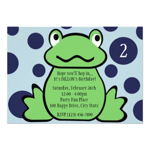 Frog Kids Birthday Announcements