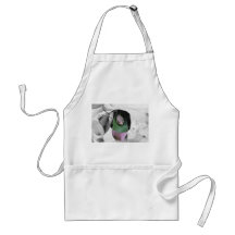 Frog on circle green leaf bw cutout apron