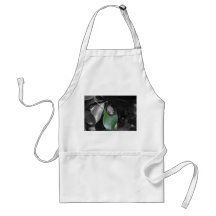 Frog on green leaf bw apron