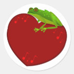 Frog on Heart with music notes Round Sticker