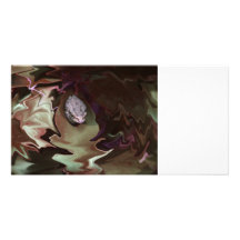Frog on leaf purplish abstract blur customized photo card