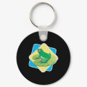 frog on lily pad design keychains