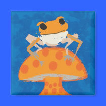 frog on mushroom magnets