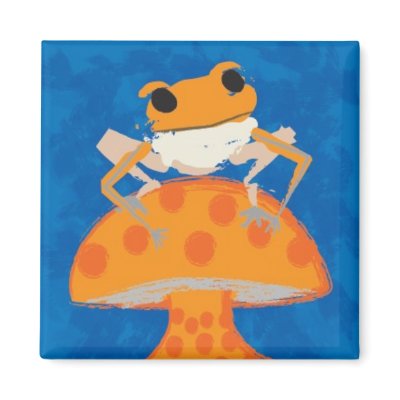frog on mushroom refrigerator magnet by jtgauntt