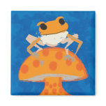 frog on mushroom refrigerator magnet