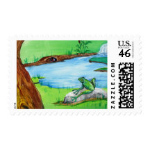 Frog on the Rock Postage Stamp