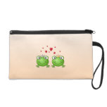 Frog Prince and Frog Princess, with hearts. Wristlet Clutch