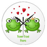 Frog Prince and Frog Princess, with hearts. Clock