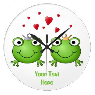 Frog Prince and Frog Princess, with hearts. Clock