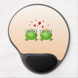 Frog Prince and Frog Princess, with hearts. Gel Mousepad