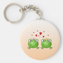 Frog Prince and Frog Princess, with hearts. Key Chain