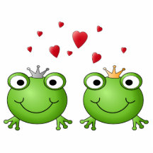 Frog Prince and Frog Princess, with hearts. Photo Cutouts