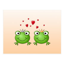 Frog Prince and Frog Princess, with hearts. Post Cards