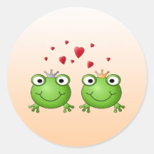 Frog Prince and Frog Princess, with hearts. Sticker