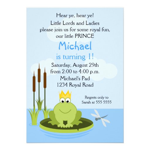 Frog Prince Birthday Party Invitation
