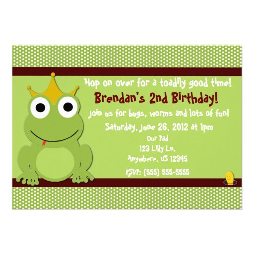 Frog Prince Boys Birthday Invitation