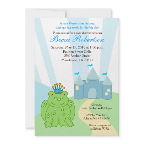 Frog PRINCE Castle Baby Shower 5x7 Invitation zazzle_invitation