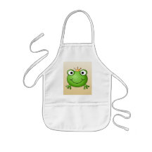Frog Prince. Smiling Frog with a Crown. Apron