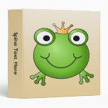Frog Prince. Smiling Frog with a Crown. 3 Ring Binder