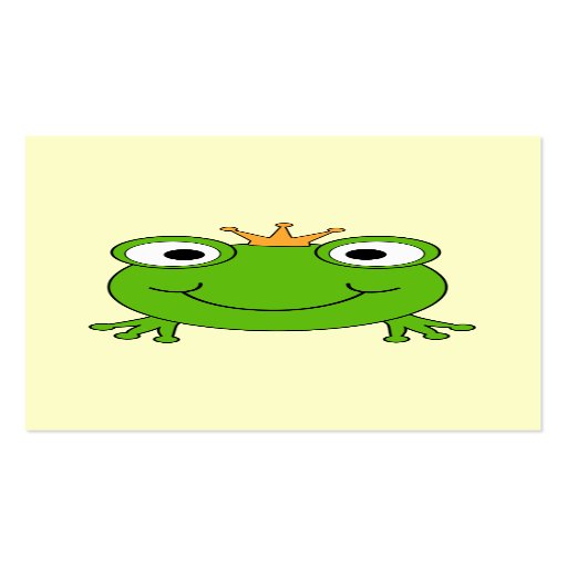 Frog Prince. Smiling Frog with a Crown. Business Card Template