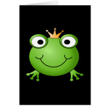 Frog Prince. Smiling Frog with a Crown. Cards