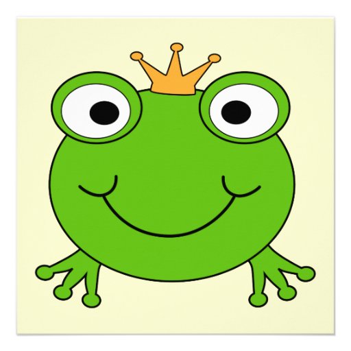 Frog Prince. Smiling Frog with a Crown. Custom Invite