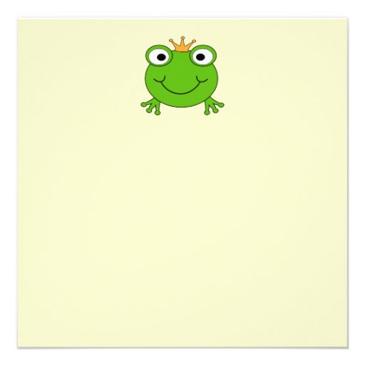 Frog Prince. Smiling Frog with a Crown. Custom Invite