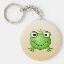 Frog Prince. Smiling Frog with a Crown. Key Chain