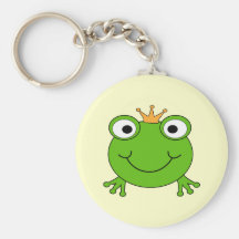 Frog Prince. Smiling Frog with a Crown. Key Chain