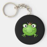 Frog Prince. Smiling Frog with a Crown. Keychain