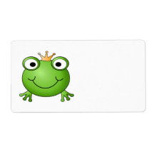 Frog Prince. Smiling Frog with a Crown. Personalized Shipping Labels