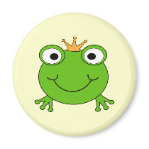 Frog Prince. Smiling Frog with a Crown. Magnet