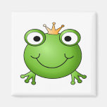 Frog Prince. Smiling Frog with a Crown. Refrigerator Magnets