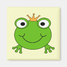 Frog Prince. Smiling Frog with a Crown. Magnet