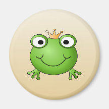 Frog Prince. Smiling Frog with a Crown. Magnets