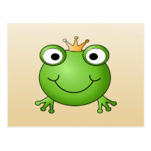 Frog Prince. Smiling Frog with a Crown. Postcards