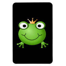 Frog Prince. Smiling Frog with a Crown. Rectangle Magnets