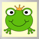 Frog Prince. Smiling Frog with a Crown. Print