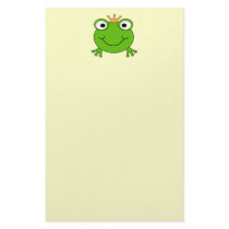 Frog Prince. Smiling Frog with a Crown. Personalized Stationery