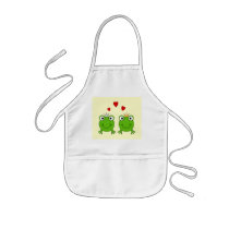 Frog Princess and Frog Prince, with hearts. Apron