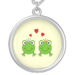 Frog Princess and Frog Prince, with hearts. Custom Necklace