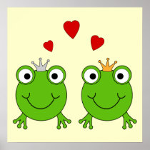 Frog Princess and Frog Prince, with hearts. Poster