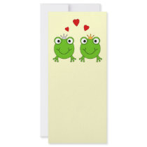 Frog Princess and Frog Prince, with hearts. Customized Rack Card
