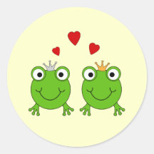Frog Princess and Frog Prince, with hearts. Stickers