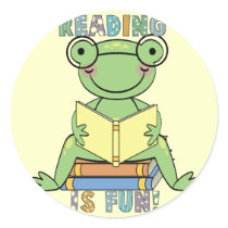 Frog Reading is Fun T-shirts and Gifts stickers by school_teacher Frog Reading is Fun T-shirts and Gifts stickers