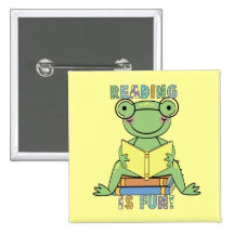 Frog - Reading is Fun Tshirts and Gifts Button