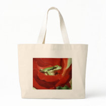 Frog Sitting on Red Rose bags