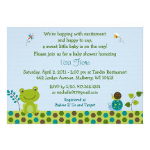 Frog Snail Bug Baby Shower Invitations