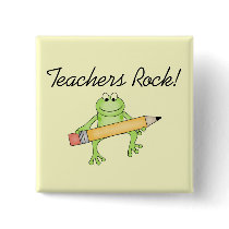 Frog Teachers Rock Tshirts and Gfits Button