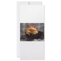 Frog Toad in black wagon with plaid background Full Color Rack Card
